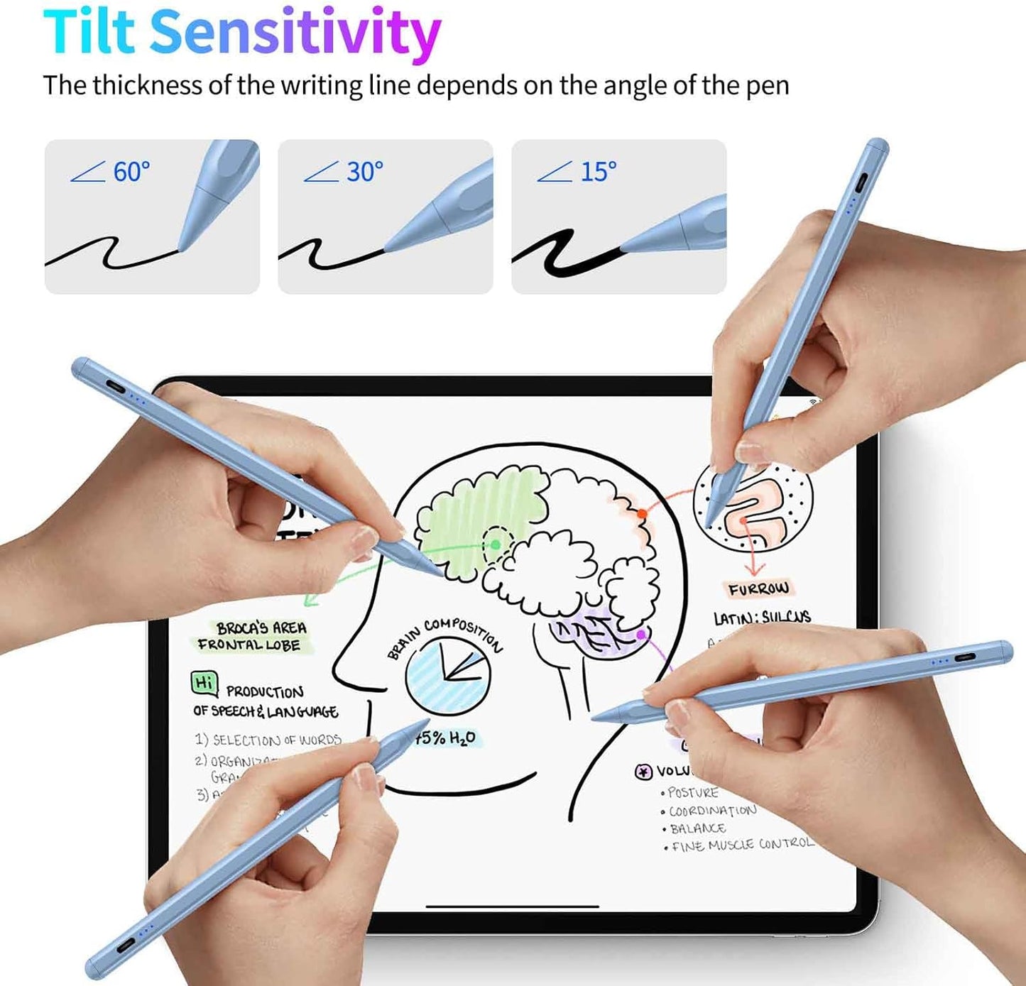Stylus Pen for iPad, Fast Charging Pencil for Pad with Palm Rejection, Tilt Sensitivity for iPad 6-10, Pro 11"/12.9"/M4, Air 3/4/5/M2, Mini 5/6, Purple
