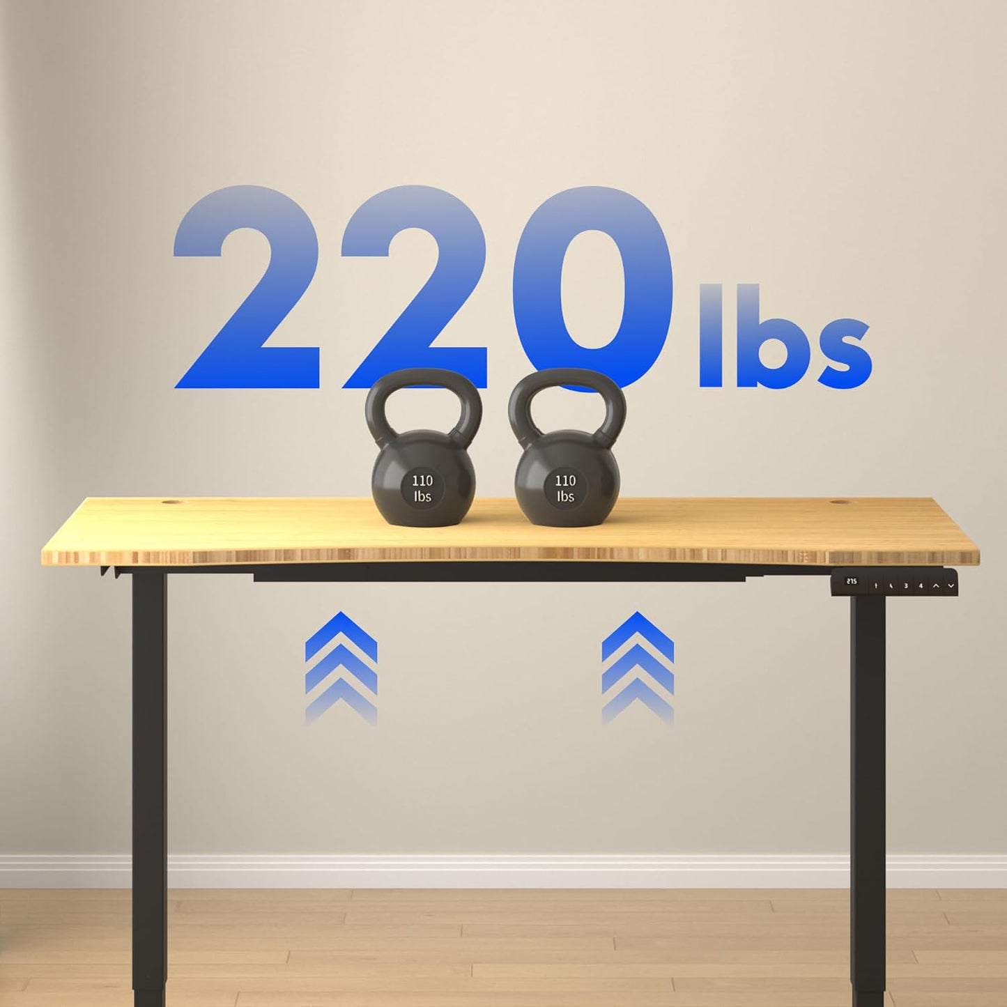 FLEXISPOT E3 Bamboo Dual Motor 48x24 Inch Electric Height Adjustable Standing Whole-Piece Board Sit Stand Up Desk (Black Frame + Bamboo Curved Desktop)