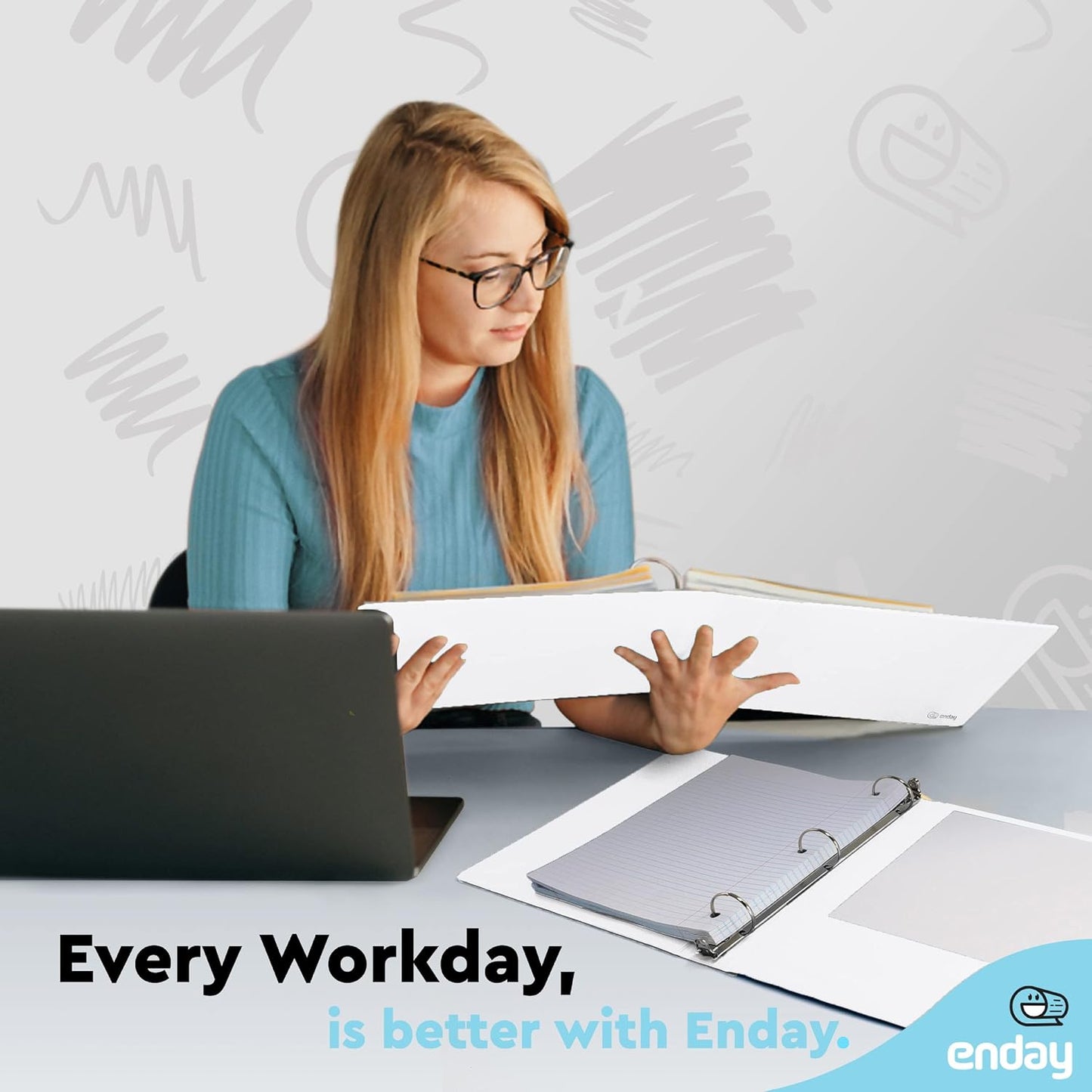 3 Ring Binder 1.5 Inch White, 1 ½ inch Binder Clear View Cover with 2 Inside Pockets, Colored School Supplies Office and Home, 6 Pack – by Enday