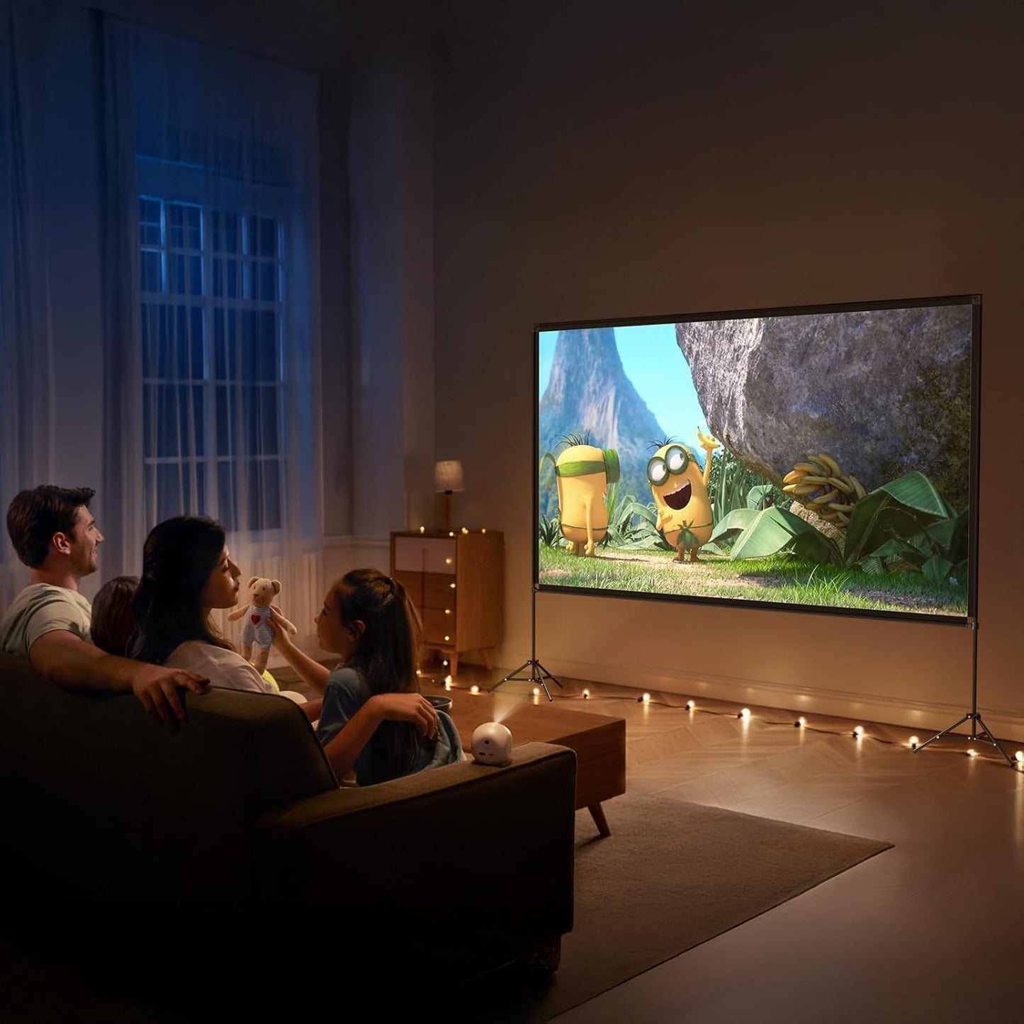 Projector Screen with Stand 120 Inch, 16:9 4K HD Portable Projector Screen Indoor Outdoor, Foldable Wrinkle-Free Movie Screen 160° Front Rear Projection Screen with Carry Bag for Home Movie