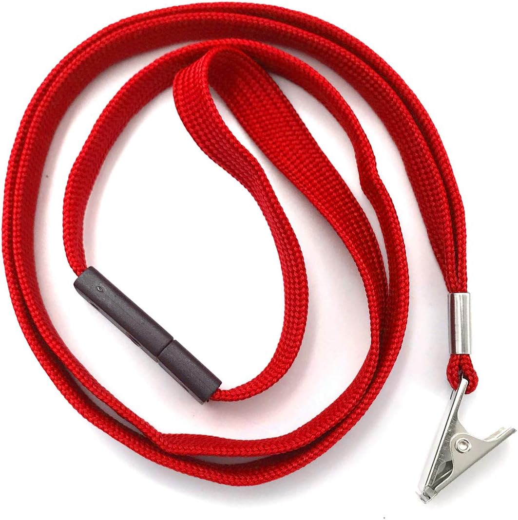 Bird Fiy Lanyards Breakaway Bulk Red Lanyards Neck Flat Safety Badge Lanyard Bulldog Clip (Red, 50 PCS)