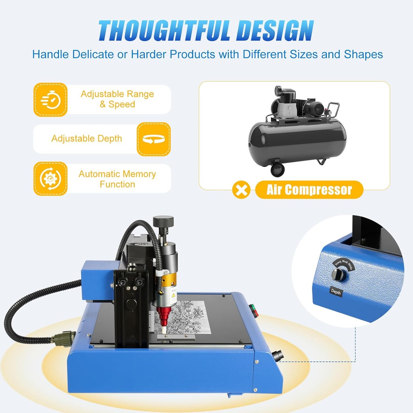 Wawuwao Electric Metal Marking Machine, 400W Metal Tag Nameplate Engraving Machine for Fixed Characters, Serial Numbers, Dates, Graphics Marking