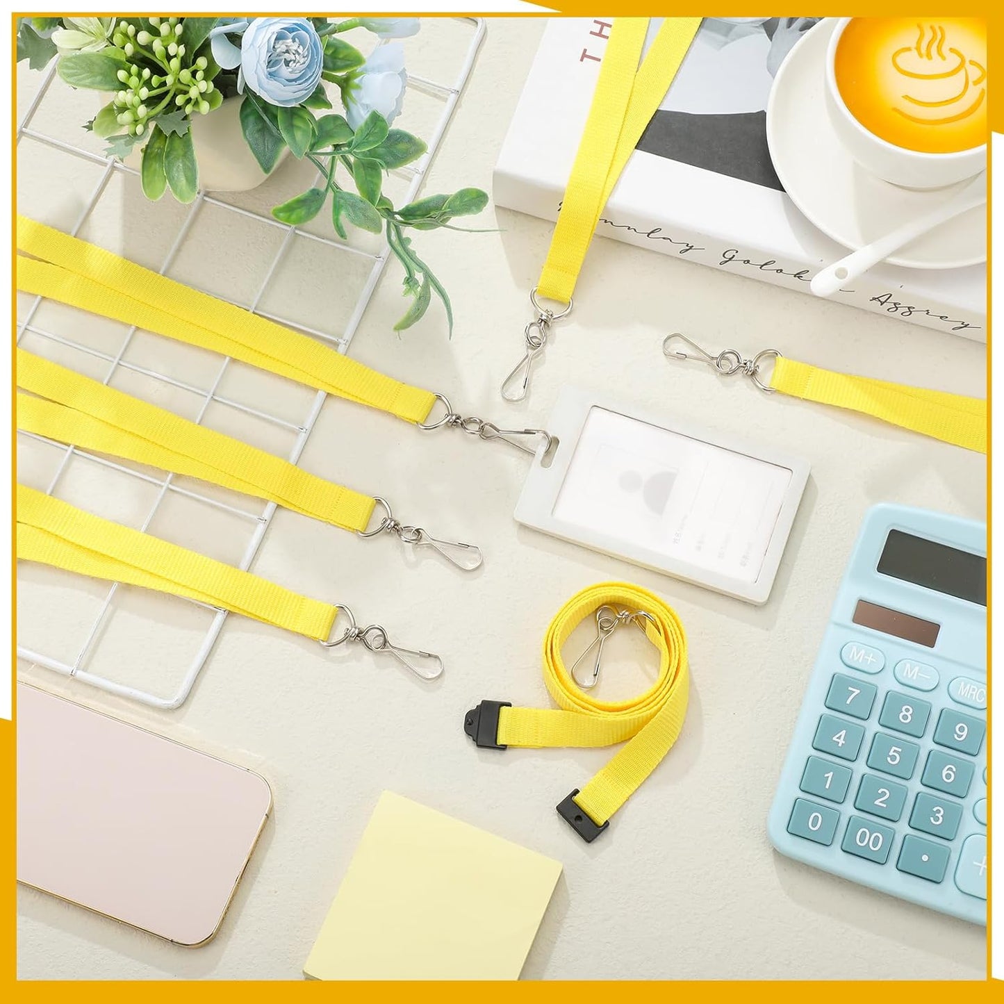 Patelai 12 Pcs Breakaway Lanyards with J Hook Bulk Flat for ID Badges Neck Badge Lanyards Card Nametag Holder Neck Straps (Yellow)