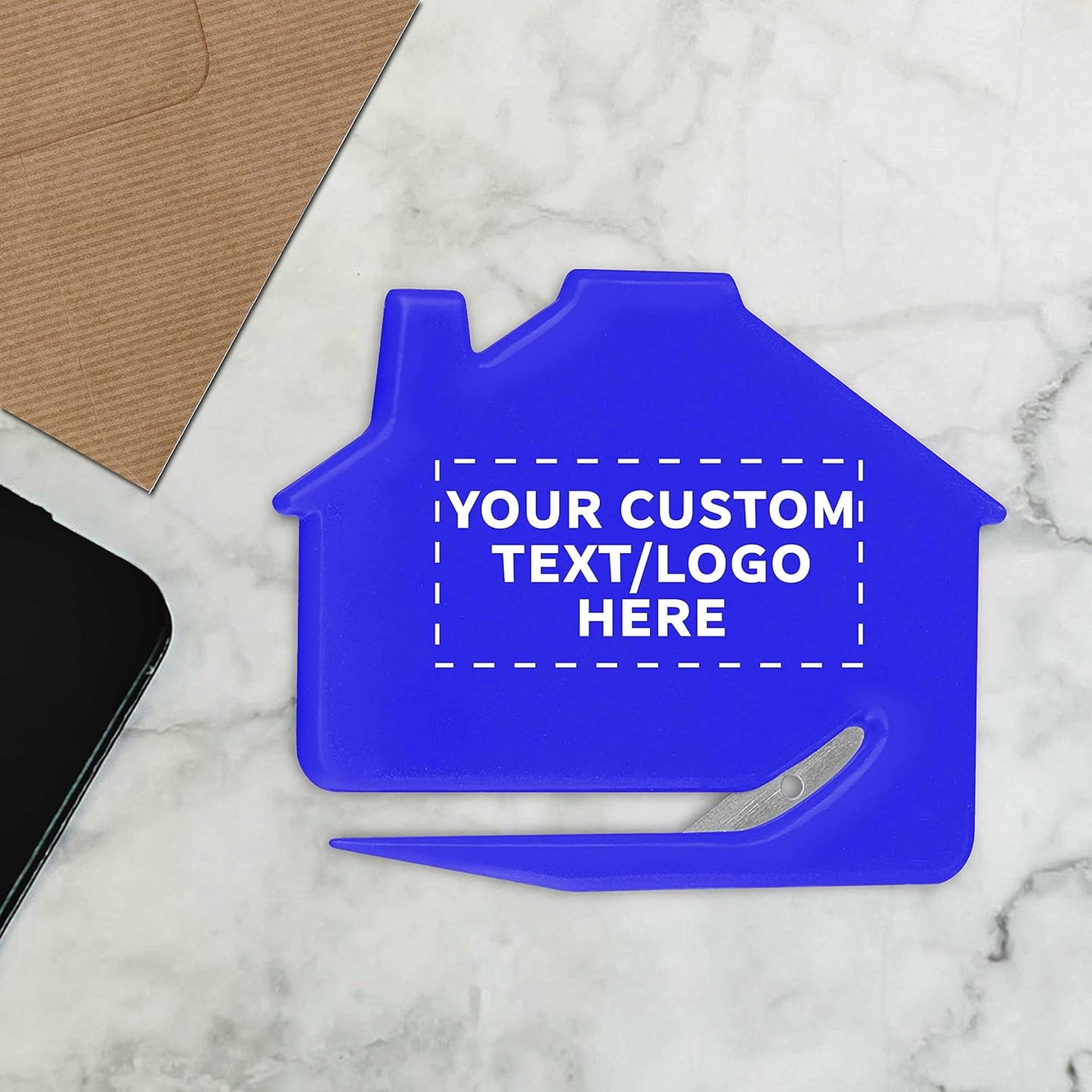 Custom House Letter Openers Set of 10, Personalized Bulk Pack - Perfect for Home or Office - Blue