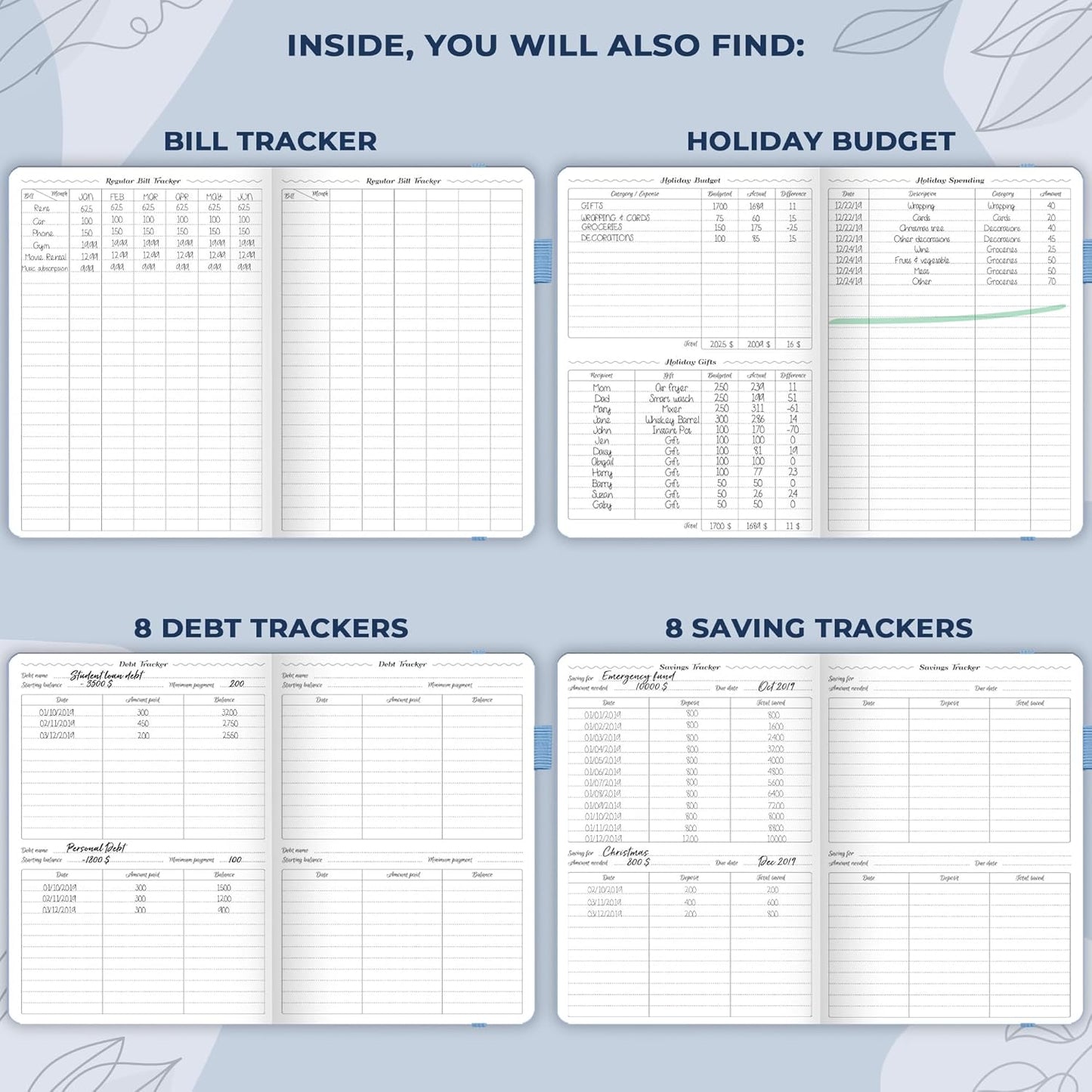 GoGirl Budget Planner – Monthly Financial Planner Organizer Budget Book. Expense Tracker Notebook Journal to Control Money, Compact (Light Blue)
