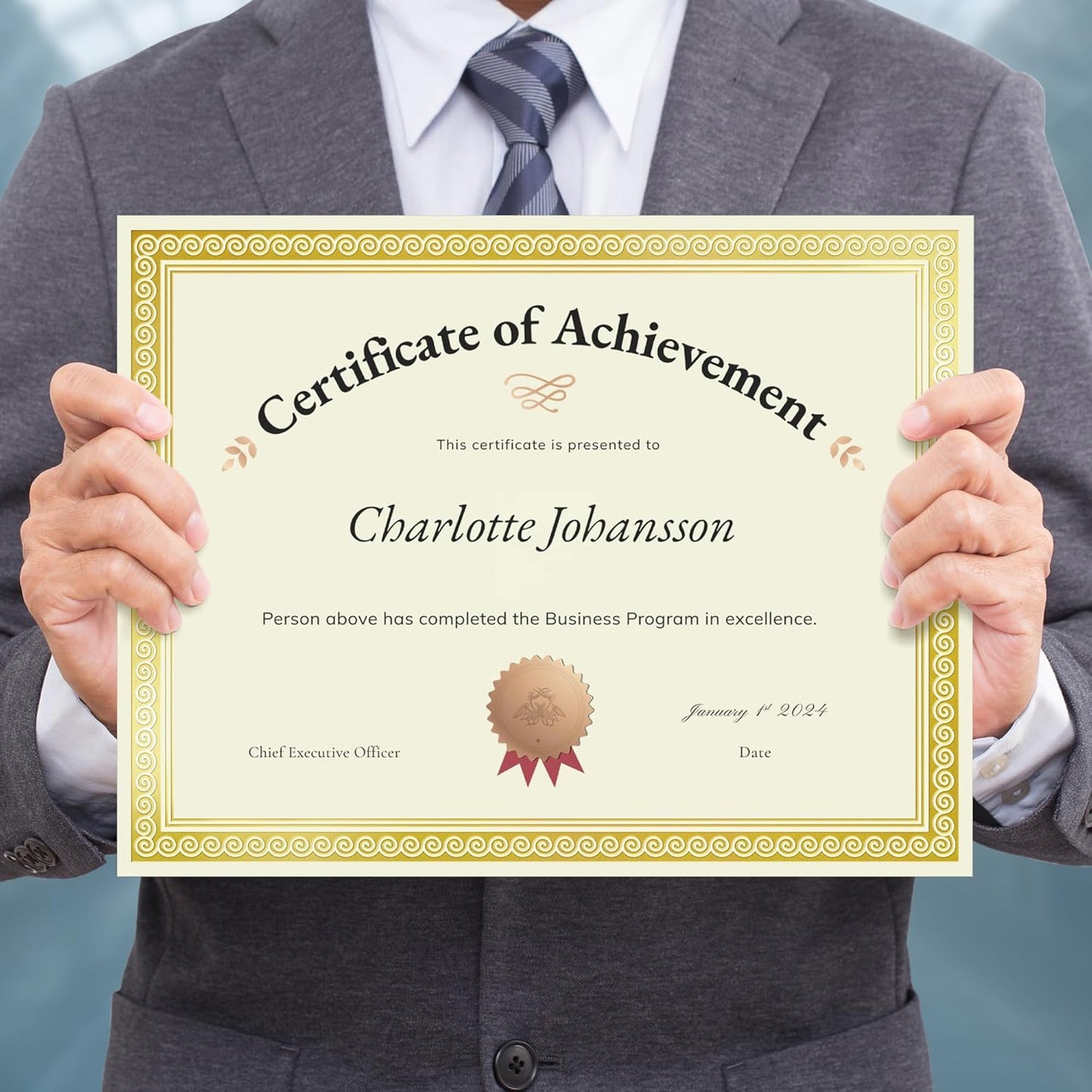 SUNEE 50 Sheets Certificate Papers - Blank Gold Foil Border, 8.5x11 for Diploma, Certificates, Participation Awards, Document Cardstock Paper and Inkjet Printer Friendly (Ivory)