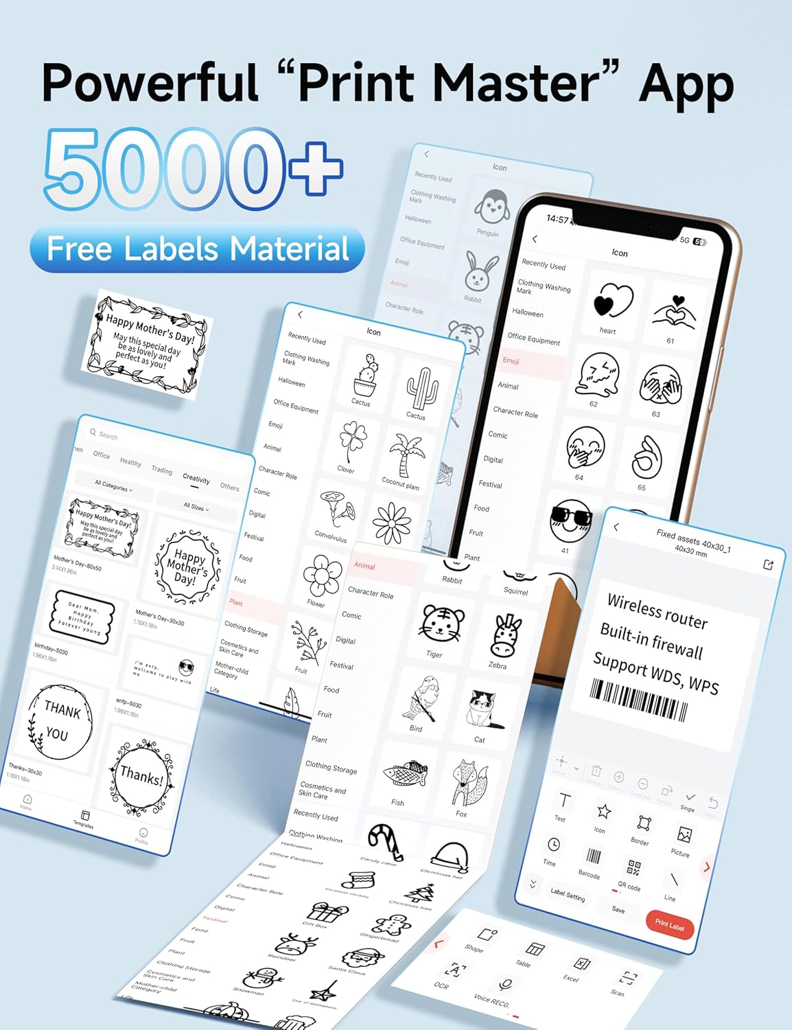 Phomemo M250 Label Maker Machine with Tape, 3 Inch Thermal Label Maker, 2025 Upgrade Portable Barcode Printer for Business, Home, Logo Label, Sticker Printer for Phones & PC, with 1 Roll Label