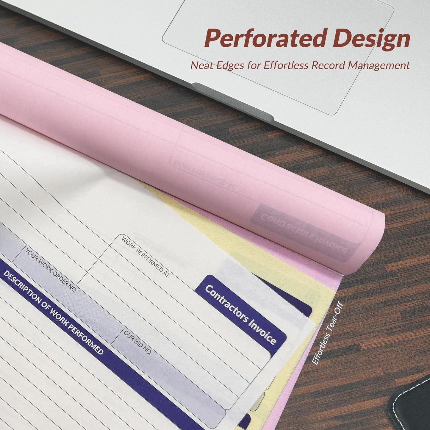 Large Contractor Invoice Book, Invoice Receipt Book for Small Business, 3 Part Carbonless Work Order Estimate Forms, 8x11 in, 50 Sets