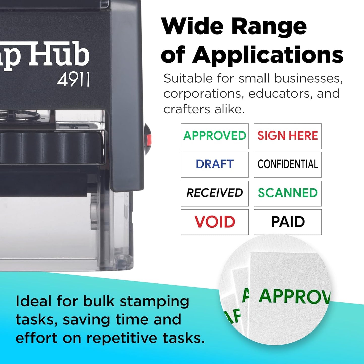 Self Inking Personalized Stamp - 1 Line Custom Stamp, Customizable Office Name Stamp, Ink Stamps for Business - Easy to Change Ink Cartridge, Multiple Ink Color Options - Small