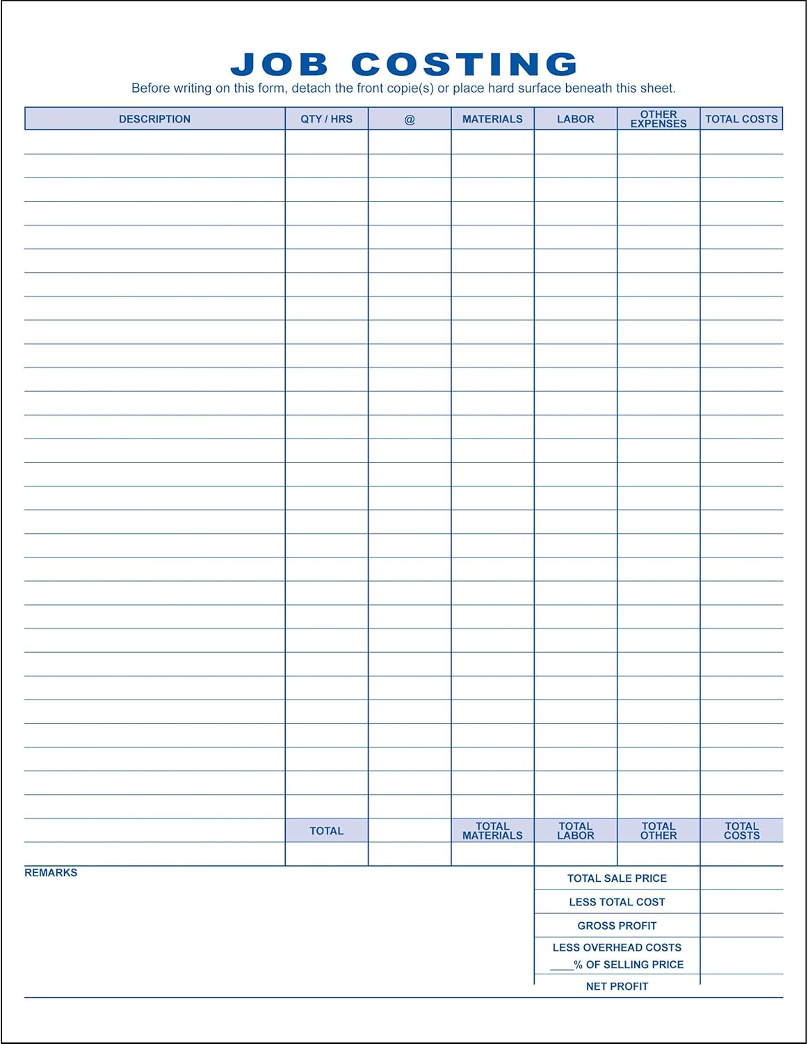 Job Invoice, 2 Copy (Duplicate), 8.5"x11" - Personalized for Free (100 Forms)