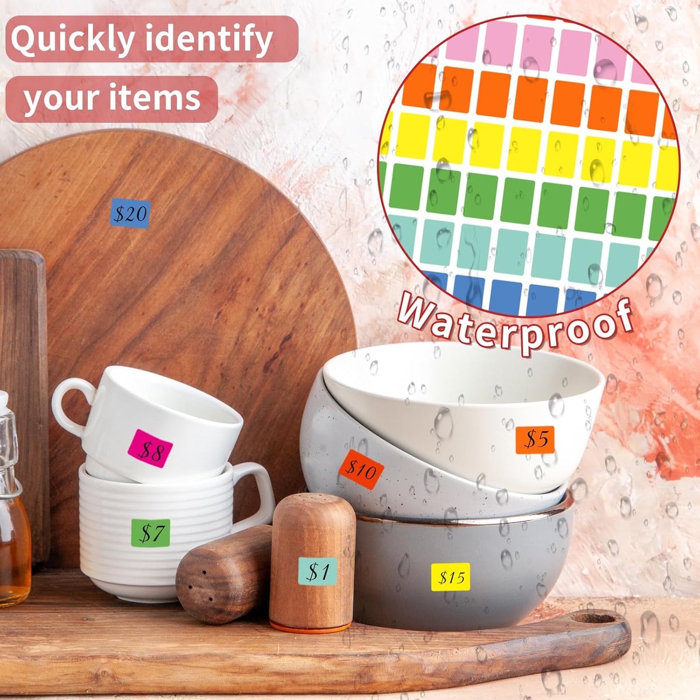 Starboling Color Coding Labels,3000 PCS 1/2" x 3/4" 10 Colors Rectangular Colored Labels Stickers,for Garage Sale,Price Tags,File Folder Tabs,and Classroom Organization