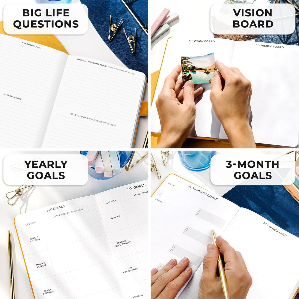 Clever Fox Planner Premium Edition – Undated Luxurious Weekly & Monthly Planner to Increase Productivity and Hit Your Goals – Organizer – Start Anytime, A5, Lasts 1 Year, Amber Yellow (Weekly)