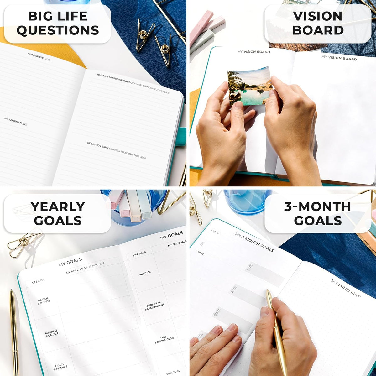 Clever Fox Planner Premium Edition – Undated Luxurious Weekly & Monthly Planner to Increase Productivity and Hit Your Goals – Organizer – Start Anytime, A5, Lasts 1 Year, Aquamarine (Weekly)