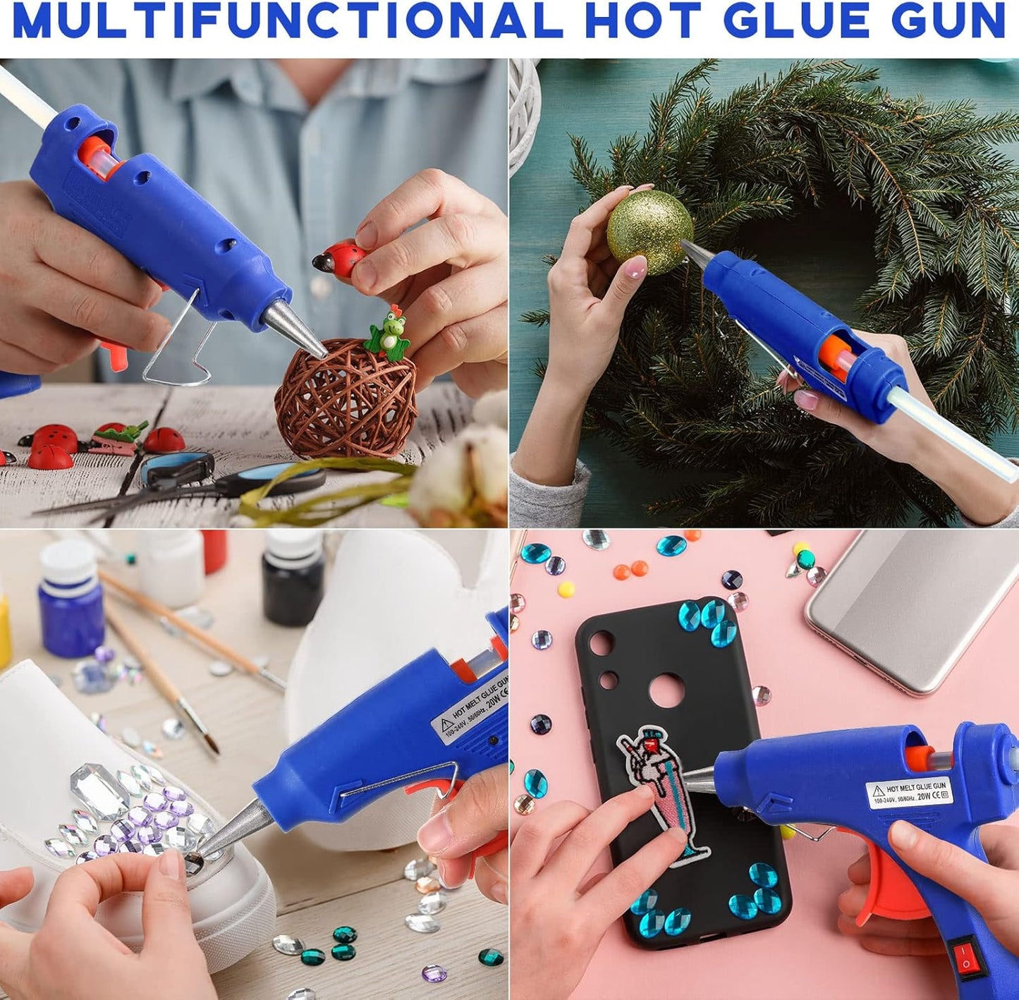 Zhengmy 12 Pieces Mini Hot Glue Gun Crafts Hot Melt Guns Fast Preheating and Easy Squeeze Trigger for School DIY Arts Class Projects Office Home Quick Repairs (Blue)