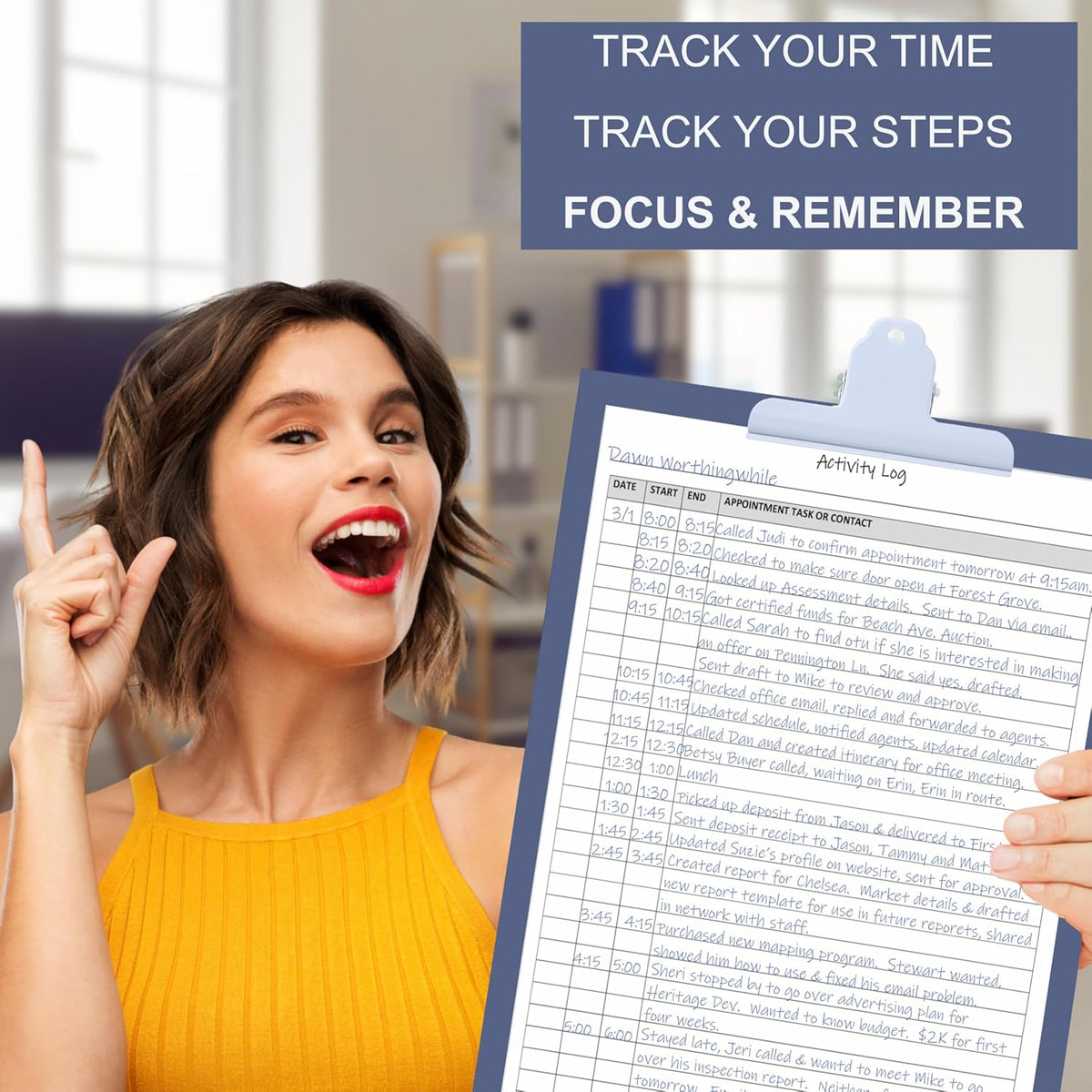 Activity Log Notepad – Daily Tracker Planning Pad for Office Productivity, Task Tracking & Time Management Planner – Work Communication Logbook Timesheet, Get Organized – 8.5 x 11 Legal Pad, 60 Page
