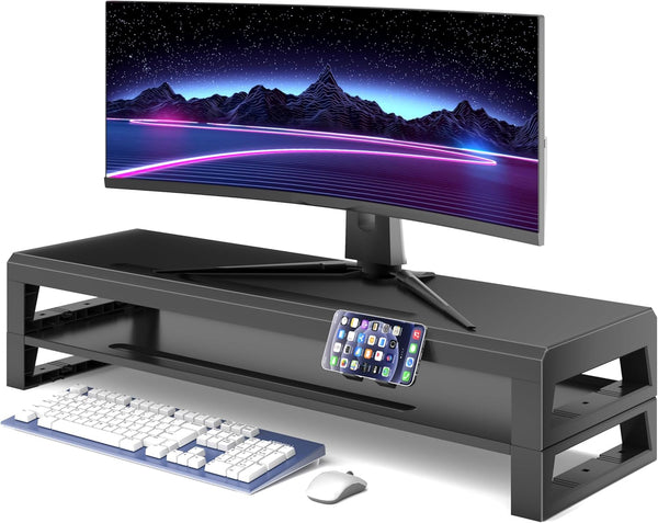 2-Tier Metal Computer monitor stand Laptop Desk Shelf & Monitor Riser οΌ27.55 inches long desk riser Monitors/PC/Laptop/Computer Space Saver Organizer (Basic Version, Two-layer 700mm)