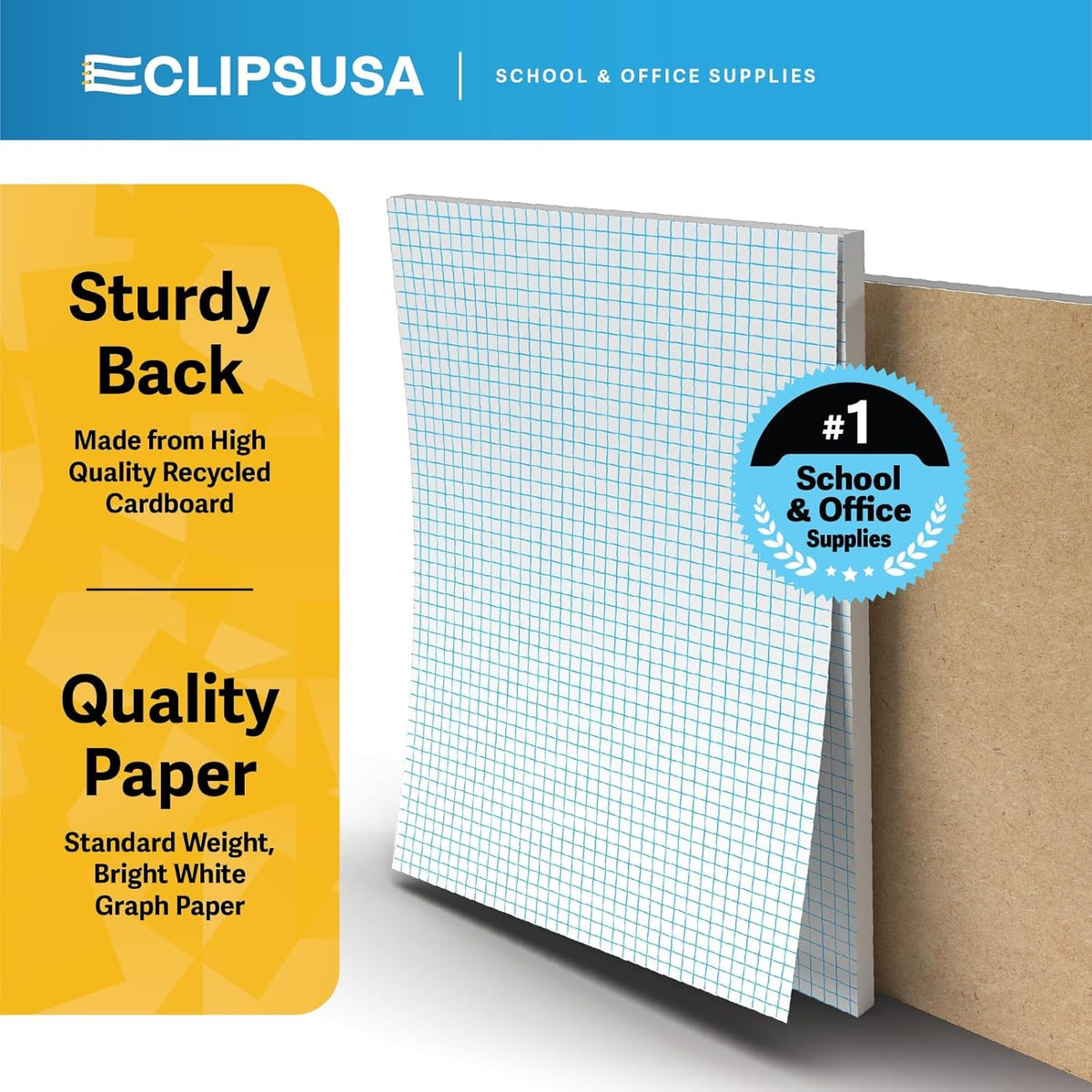 E-CLIPS USA Graph Paper Pad, Graph Paper Notebook, 4 x 4 An Inch Quad Ruled Graph Paper Pad, Graph Paper Pads 8.5 x 11, Drafting Paper, 50 Sheets Per Pad (12 Pack)