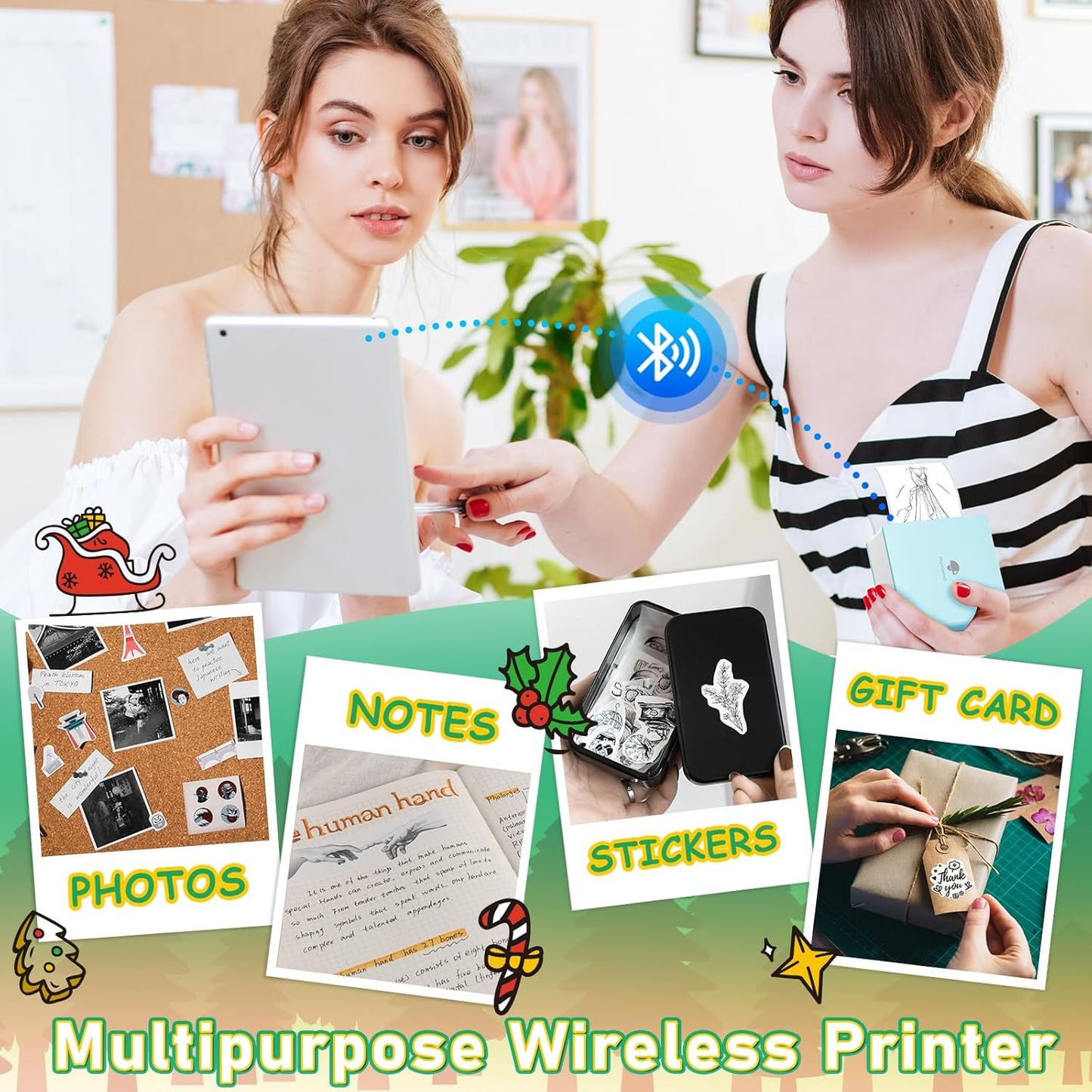 Phomemo Sticker Printer- Mini Sticker Printer Maker Machine, Mini Pocket Printers Instant Print for DIY Creation, Study Notes, Photos, Name Label, Portable Thermal Printers for Kids/Students/Teacher