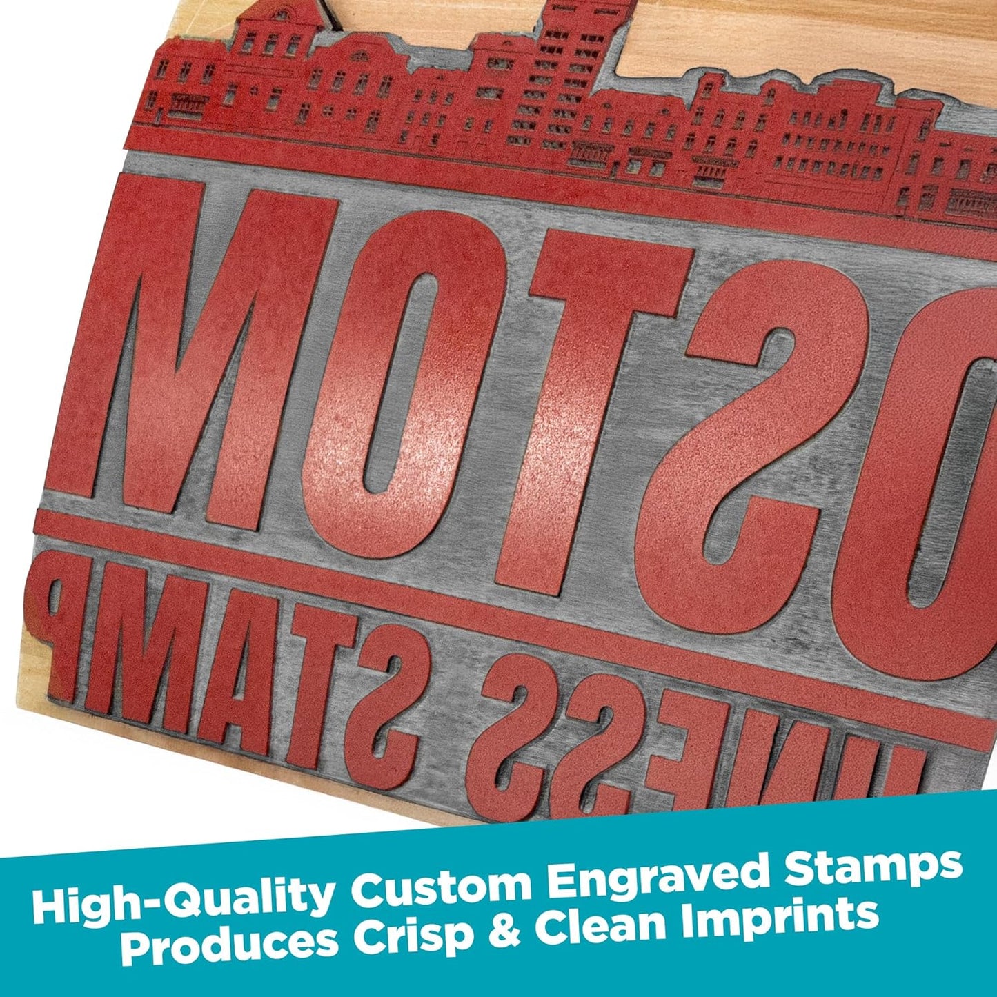 Custom Logo Hand Stamp - Personalized Wood Rubber Stamp - Upload Your Own Image (4"x8")