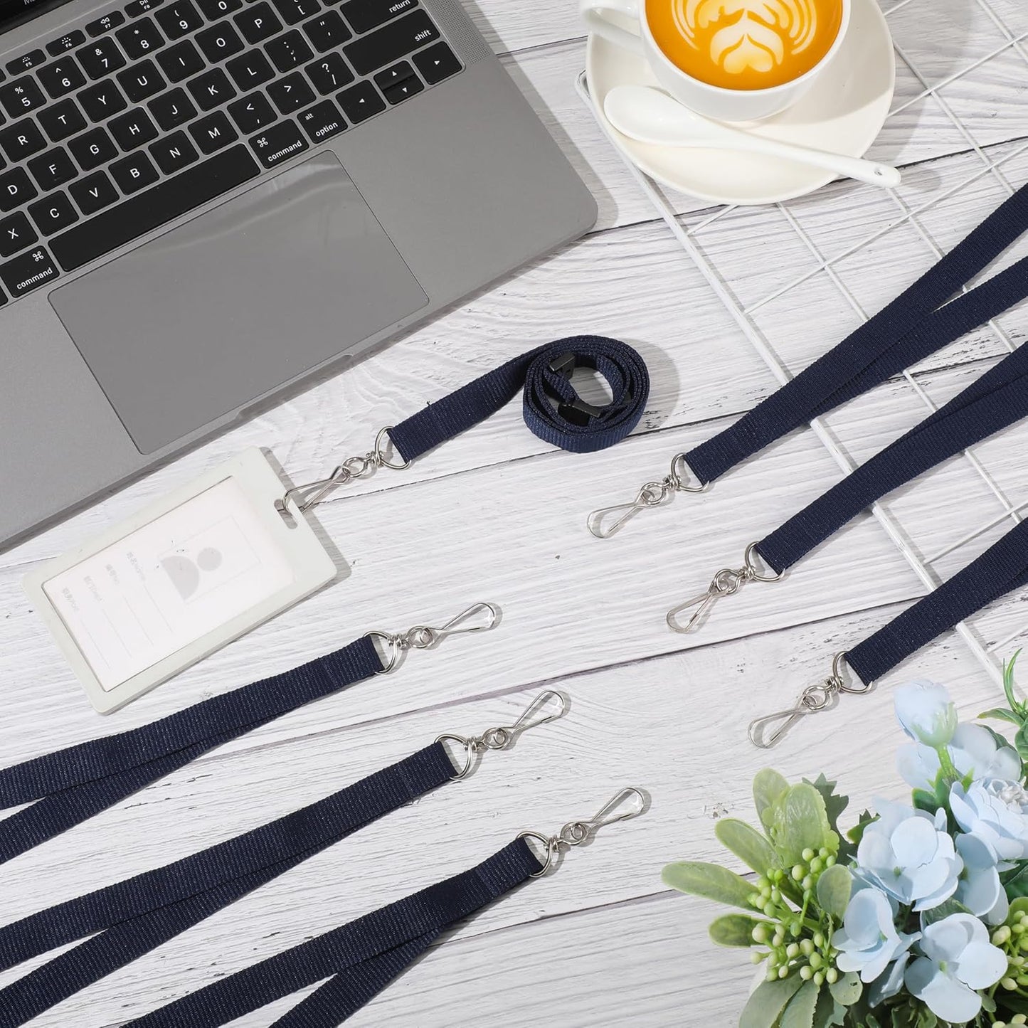 Patelai 60 Pcs Breakaway Lanyards with J Hook Bulk Flat for ID Badges Neck Badge Lanyards Card Nametag Holder Neck Straps (Navy Blue)
