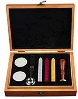 Retro Customize Personalized Custom Monogram Letter Logo Design Sealing Wax Seal Stamp Wedding Invitation Christmas Card Wax Seal Stamp Rosewood Handle Candle Melting Spoon Wood Gift Box Set