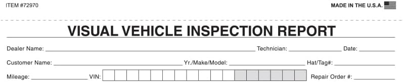 Visual Vehicle Inspection Report – 2-Part Carbonless Vehicle Checklist, Snap-Out Auto Service Forms, Fleet Maintenance Logs, Car Checkup Sheets - White & Canary 8.5"×11" - Pack of 1000