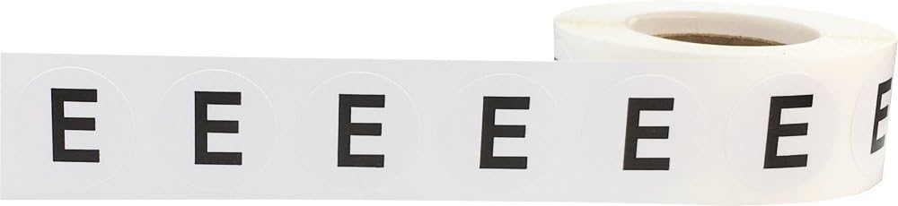 Letter E Inventory Labels .75 Inch Round Circle Dots 500 Adhesive Stickers