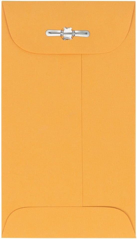 LUXPaper #5 1/2 Coin Envelopes | Clasp | 3 1/8" x 5 1/2" | Golden Kraft | 32lb. Text | 50 Qty