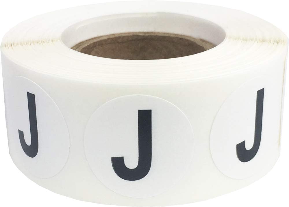Letter J Inventory Labels .75 Inch Round Circle Dots 500 Adhesive Stickers