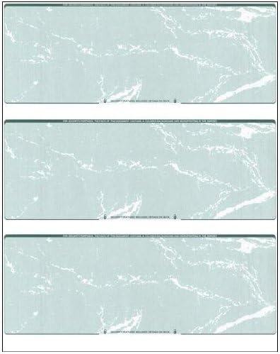 Business Voucher Check Stock - Computer Laser Checks - 3 Checks Per Page, 1000 Sheets/3000 Checks, Green Marble