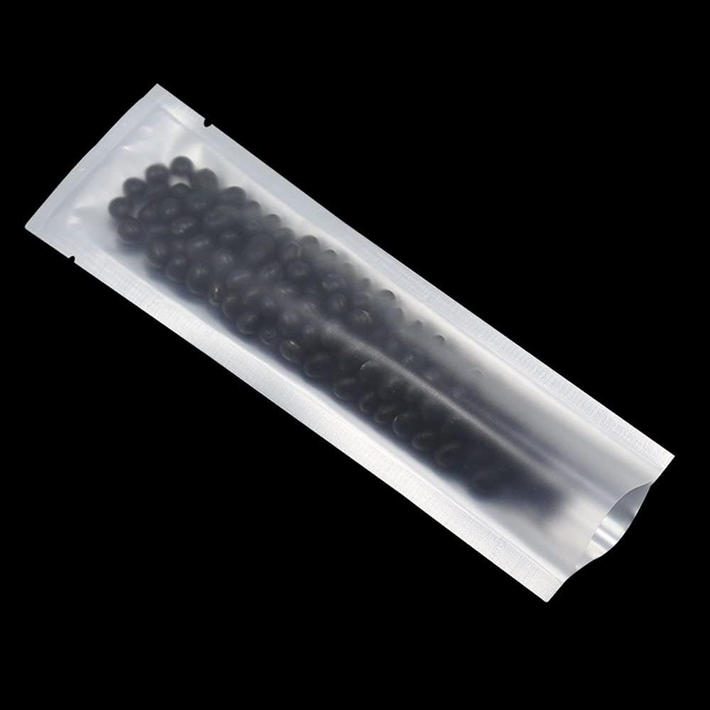 PABCK 500 Pcs 2.56x8.66 inch (Inside Size 2.17x8.27 inch) Clear Front Vacuum Heat Sealable Pure Foil Bag Pouch for Sampling Packaging Food Storage Aluminum Foil Package