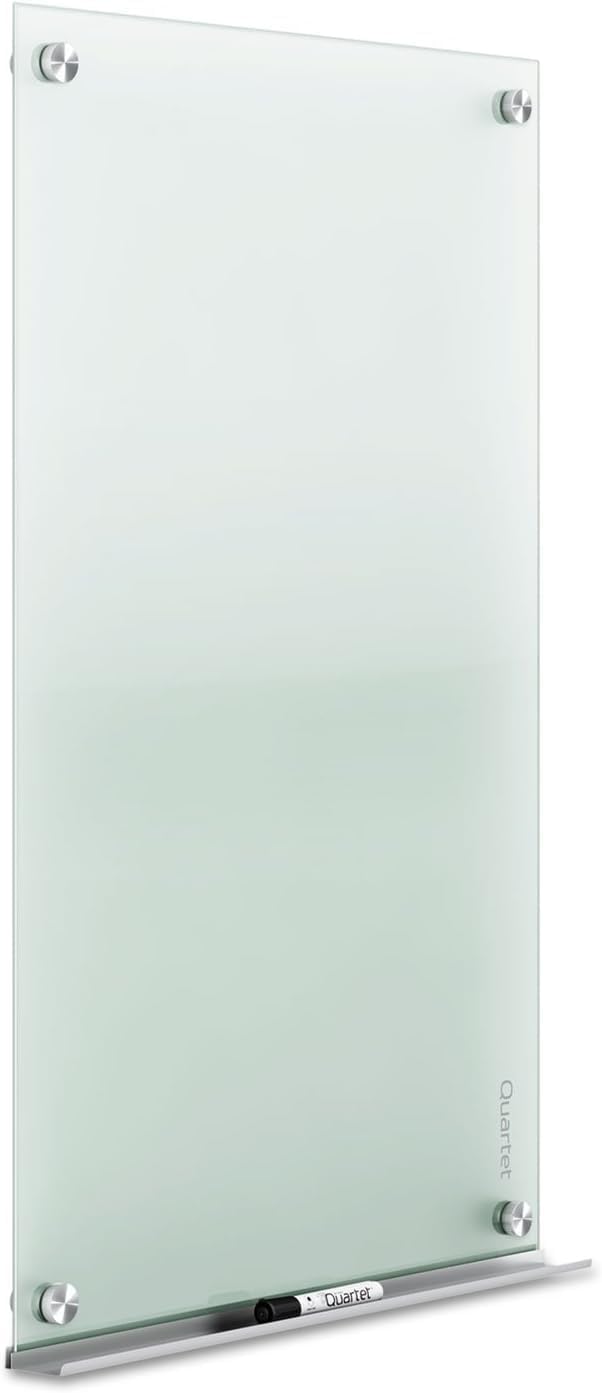 Quartet Whiteboard, Glass Dry Erase Board, Non-Magnetic, 36"W x 24"H, Infinity Frameless Mounting, Frosted Surface, Accessory Tray, and 1 Dry Erase Marker (G3624F)