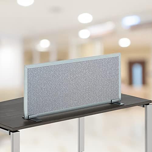 OBEX Acoustical Free Standing Privacy Screen, Cubicle Accessories Desk Privacy Panel, Desk Dividers for Office, Office Furniture Partitions Portable Sound Proof Dividers, 12" x 60", Overcast