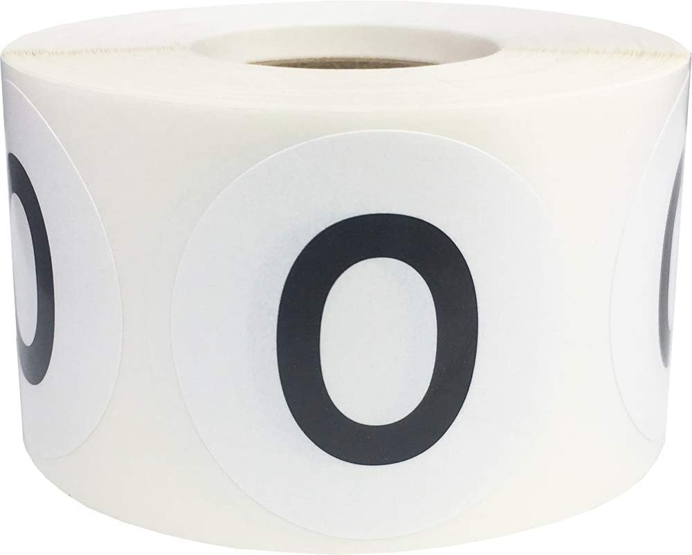 Letter O Inventory Labels 1.5 inch Round Circle Dots 500 Adhesive Stickers