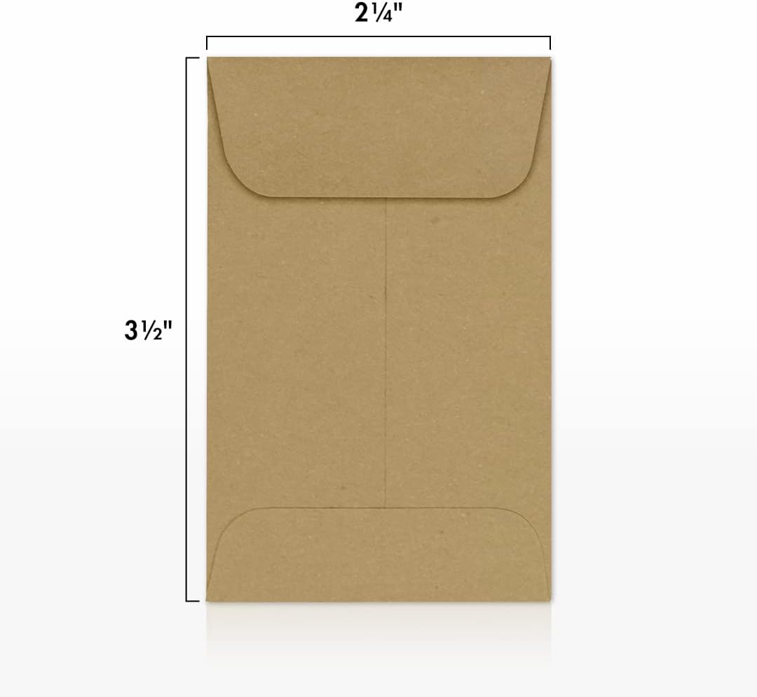 LUXPaper #1 Coin Envelopes | 2 1/4" x 3 1/2" | Grocery Bag Brown | 70lb. Text | 1,000 Qty