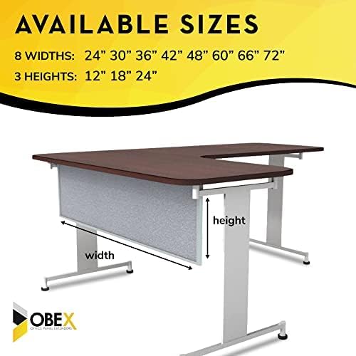 OBEX Acoustic Table Mounted Modesty Desk Privacy & Sound Absorbing Panel for Office Cubicles, 24" x 48", Overcast