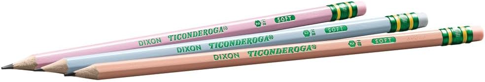 Ticonderoga Wood-Cased Pencils, Pre-Sharpened, 2 HB Soft, Pastel Colors, 18 Count