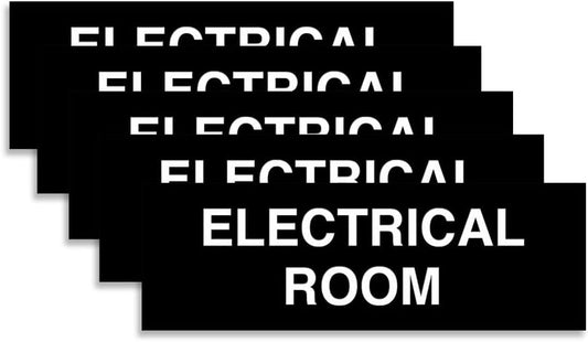 All Quality Basic Electrical Room Sign | Durable Construction | Building Safety - Black - Large (5 Pack)