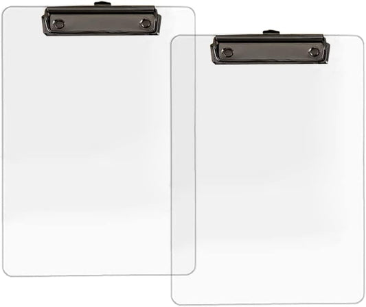 JIARI 2 Pack Clear Acrylic Office Clipboard A4 Letter Size 8.6" x 12.2" (Black)