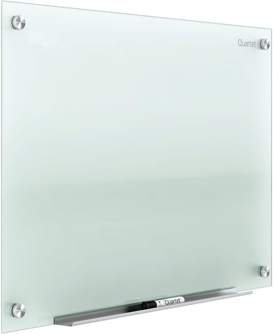 Quartet Whiteboard, Glass Dry Erase Board, Non-Magnetic, 8' x 4', Infinity Frameless Mounting, Frosted Surface, Accessory Tray and 1 Dry Erase Marker (G9648F)