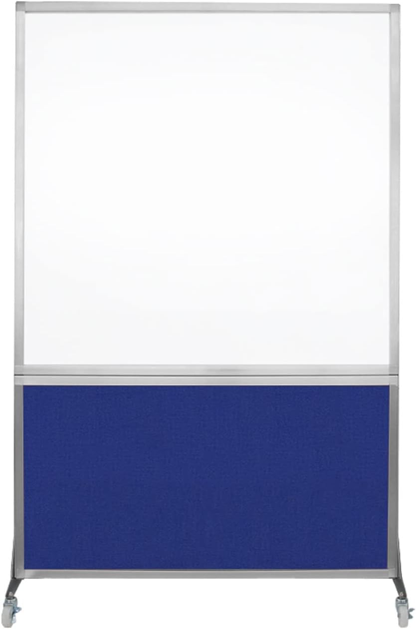 DivideWrite Mobile Whiteboard | Double Sided Dry Erase Board | Portable Office Cubicle Partition | Display for Classrooms, Conference Rooms, Meeting Areas and More | Royal Blue 4' Wide X 6' Tall