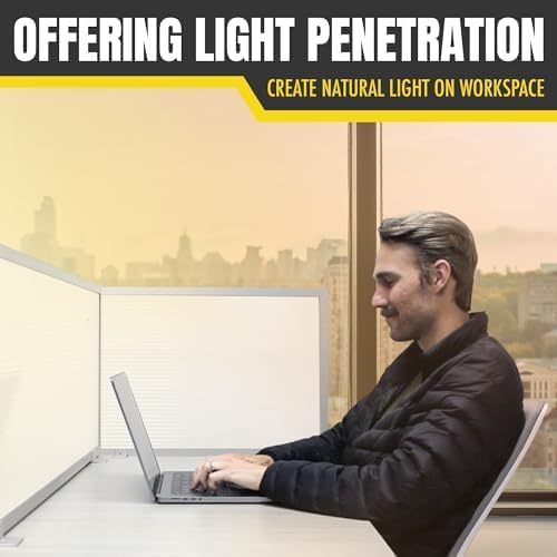 OBEX Polycarbonate Office Desk Mounted Privacy Screen Adjustable Table Top Panel Divider, Universal Aluminum Bracket-USA Made, 24" x 36", White