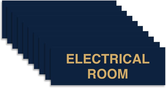 All Quality Basic Electrical Room Sign | Durable Construction | Building Safety - Blue/Gold - Medium (10 Pack)