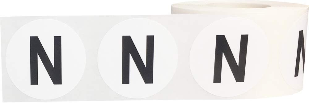 Letter N Inventory Labels 1.5 inch Round Circle Dots 500 Adhesive Stickers