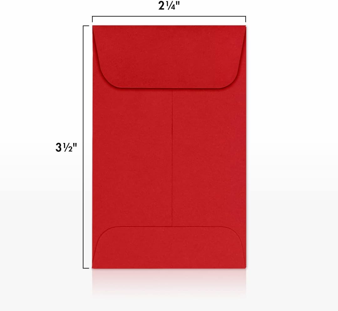 LUXPaper #1 Coin Envelopes | 2 1/4" x 3 1/2" | Ruby Red | 80lb. Text | 50 Qty