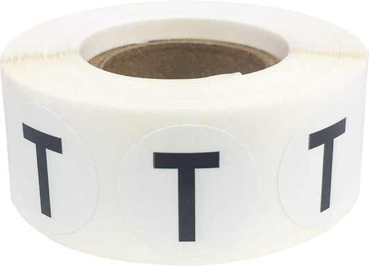 Letter T Inventory Labels .75 Inch Round Circle Dots 500 Adhesive Stickers