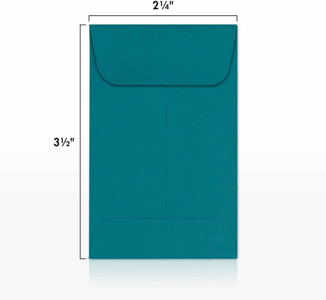 LUXPaper #1 Coin Envelopes | 2 1/4" x 3 1/2" | Teal | 80lb. Text | 50 Qty