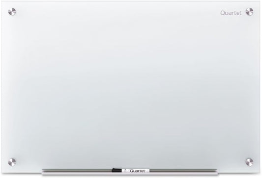 Quartet Glass Whiteboard, Non-Magnetic Dry Erase White Board, 2' x 1.5', Includes Accessory Tray, 1 Marker and 2 Glass Board Magnets, Frosted Surface, Infinity (G2418F)