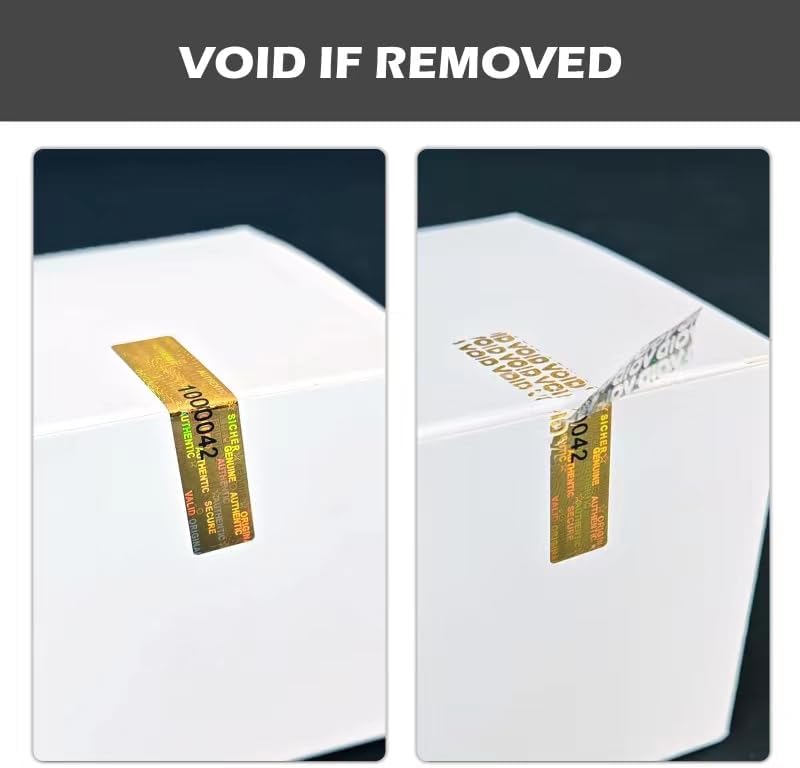 2x0.4inch Hologram Seal Sticker ，Tamper evident Holographic Label，Security Warranty Void Stickers with Serial Number（320pcs，Gold）…