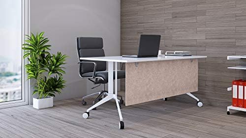OBEX Modesty Desk PET Privacy Screen Acoustic Sound Absorbing Panel Ideal for Reception, Student Table or Office Cubicles Workstations, 18" x 48", Sand